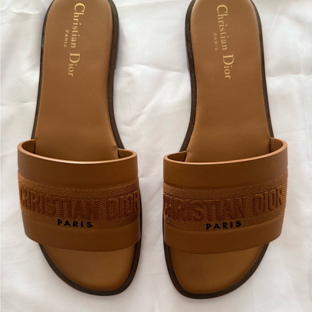 Dior Tan Slide Sandals